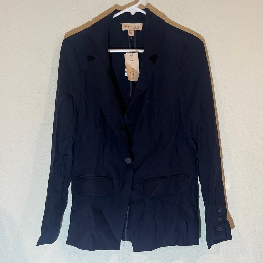NEW Philosophy navy blue single button blazer size xsmall